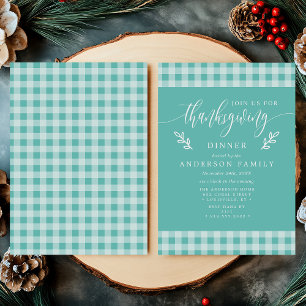 Invitation Dîner de Thanksgiving à carreaux de buffle sarcell