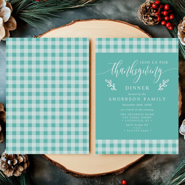 Invitation Dîner de Thanksgiving à carreaux de buffle sarcell (Créateur téléchargé)