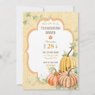 Invitation Dîner de Thanksgiving à la citrouille Butternut Sa
