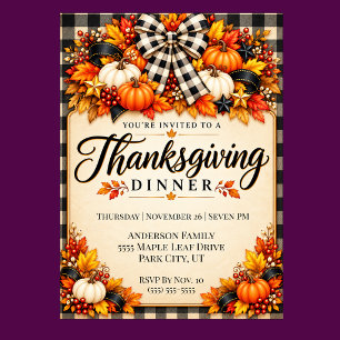 Invitation Dîner de Thanksgiving à la ferme avec citrouilles