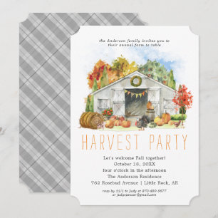 Invitation Dîner de Thanksgiving à la grange de la récolte d'