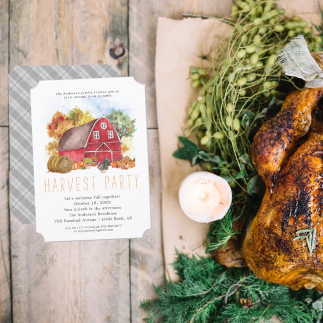 Invitation Dîner de Thanksgiving à la grange de récolte (Créateur téléchargé)
