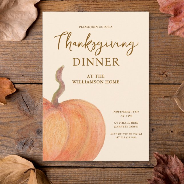 Invitation Dîner de Thanksgiving à la pumpkin rustique  (Créateur téléchargé)