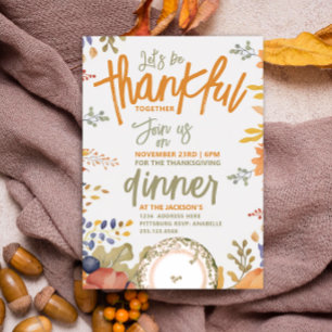 Invitation Dîner de Thanksgiving à la sauge d'automne rétro A