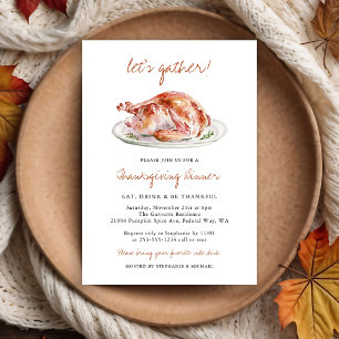 Invitation Dîner de Thanksgiving à l'aquarelle Dinde