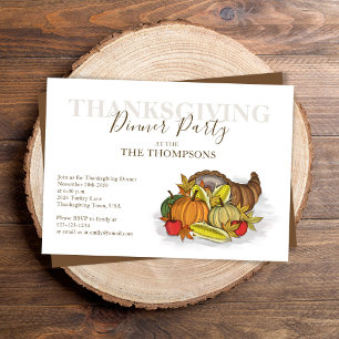 Invitation Dîner de Thanksgiving à l'aquarelle personnalisé