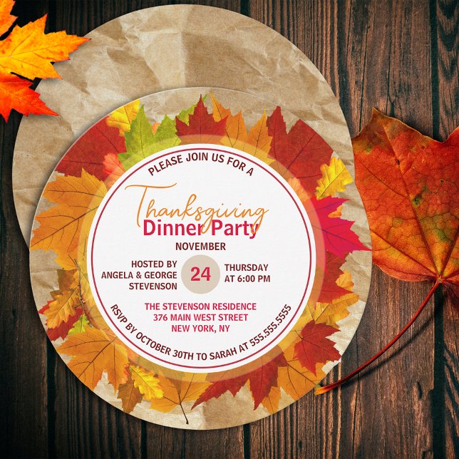 Invitation Dîner de Thanksgiving à l'automne rustique (Créateur téléchargé)