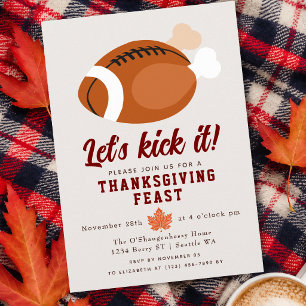 Invitation Dîner de Thanksgiving Amusant Let's Kick It