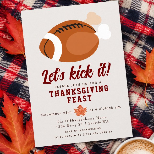 Invitation Dîner de Thanksgiving Amusant Let's Kick It (Créateur téléchargé)