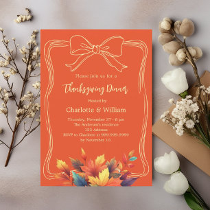 Invitation dîner de Thanksgiving arc orange feuilles d'automn