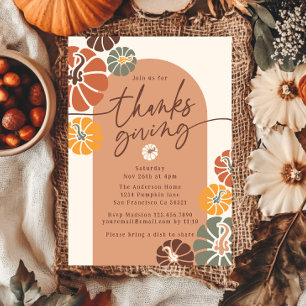 Invitation Dîner de Thanksgiving Arche Automne Citrouilles en