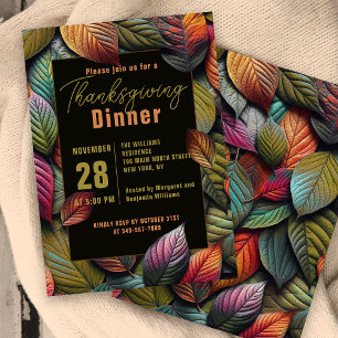 Invitation Dîner de Thanksgiving au feuillage automnal lunati