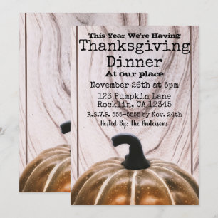Invitation Dîner de Thanksgiving automnal rustique à la citro