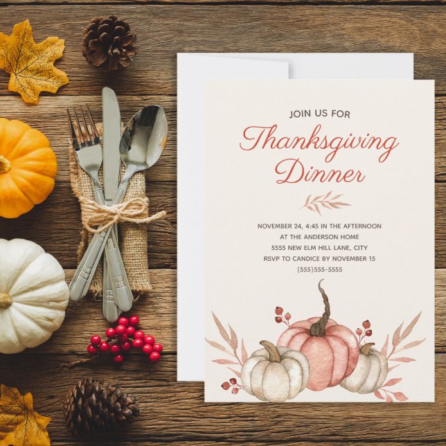 Invitation Dîner de Thanksgiving automne rustique campagne (Rustic Thanksgiving Dinner invitation)