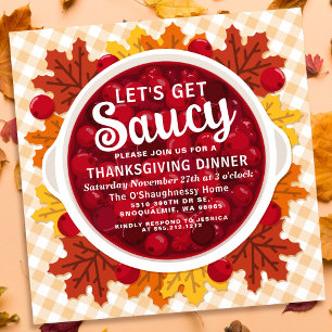 Invitation Dîner de Thanksgiving aux Canneberges Sauvages et 