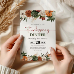 Invitation Dîner de Thanksgiving aux citrouilles de l'automne