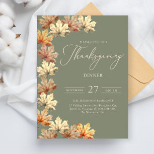 Invitation Dîner de Thanksgiving aux feuilles d'automne