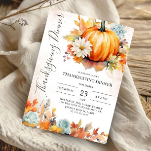 Invitation Dîner de Thanksgiving aux feuilles d'automne de ci