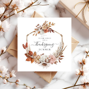 Invitation Dîner de Thanksgiving aux feuilles d'automne rusti