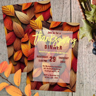 Invitation Dîner de Thanksgiving aux feuilles d'automne vibra