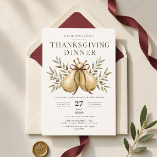 Invitation Dîner de Thanksgiving aux poires et aux olives