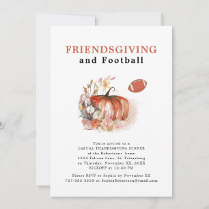 Invitation Dîner de Thanksgiving avec amis et football améric