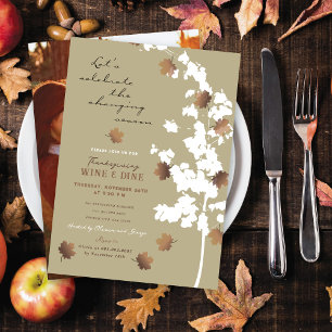 Invitation Dîner de Thanksgiving avec feuilles d'automne qui
