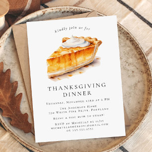 Invitation Dîner de Thanksgiving avec tarte au potiron à l'aq
