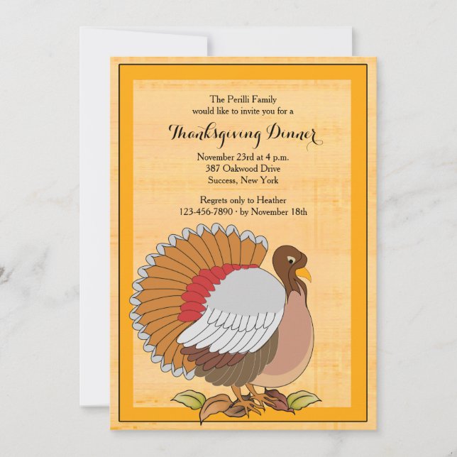 Invitation Dîner de Thanksgiving avec une dinde de choix, vou (Devant)