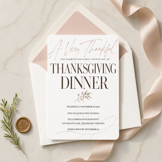 Invitation Dîner de Thanksgiving botanique très reconnaissant (Créateur téléchargé)