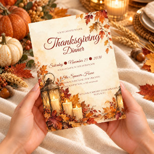 Invitation Dîner de Thanksgiving chaleureux à la bougie