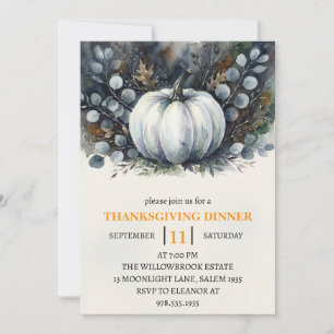 Invitation Dîner de Thanksgiving Citrouille & Feuilles d'Auto