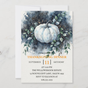 Invitation Dîner de Thanksgiving Citrouille & Feuilles d'Auto