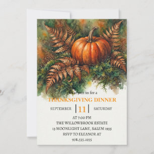 Invitation Dîner de Thanksgiving Citrouille & Feuilles d'Auto