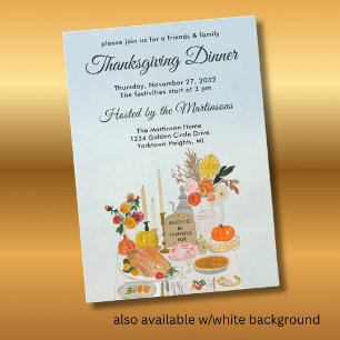 Invitation Dîner de Thanksgiving Citrouille Florale d'Automne