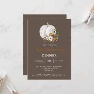Invitation Dîner de Thanksgiving citrouille Flower