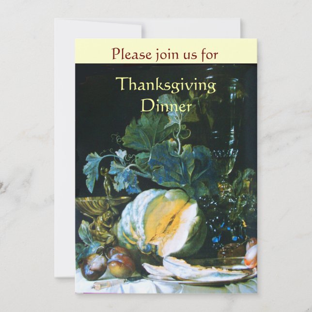 INVITATION DÎNER DE THANKSGIVING CITROUILLE, FRUITS ET VERRER (Devant)
