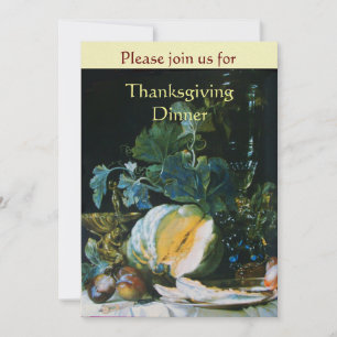 INVITATION DÎNER DE THANKSGIVING CITROUILLE, FRUITS ET VERRER