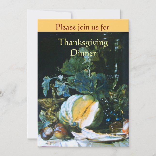 INVITATION DÎNER DE THANKSGIVING CITROUILLE, FRUITS ET VERRER (Devant)