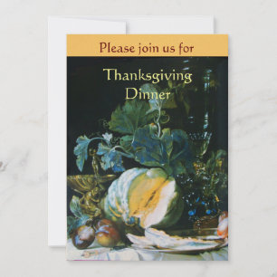 INVITATION DÎNER DE THANKSGIVING CITROUILLE, FRUITS ET VERRER