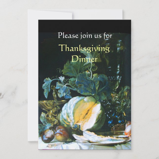 INVITATION DÎNER DE THANKSGIVING CITROUILLE, FRUITS ET VERRER (Devant)