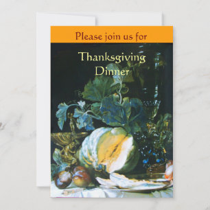 INVITATION DÎNER DE THANKSGIVING CITROUILLE, FRUITS ET VERRER