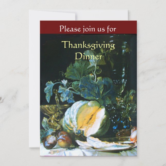 Invitation DÎNER DE THANKSGIVING Citrouille, fruits et verrer (Devant)