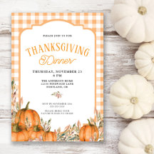 Dîner de Thanksgiving Citrouilles Automne Gingham