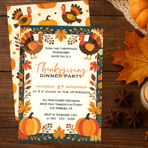 Invitation Dîner de Thanksgiving classique de la récolte d'au