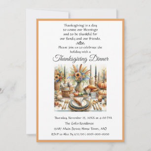 Invitation Dîner de Thanksgiving Cottage Boho Famille Amis