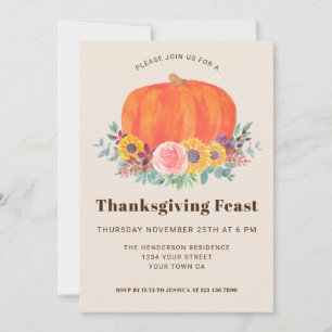 Invitation Dîner de Thanksgiving dans le jardin de citrouille