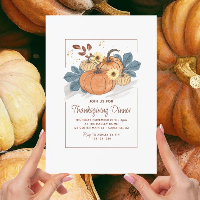 Invitation Dîner de Thanksgiving d'automne Citrouille (Créateur téléchargé)