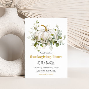 Invitation Dîner de Thanksgiving d'automne de citrouille blan