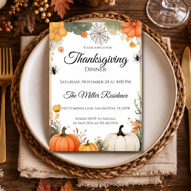 Invitation Dîner de Thanksgiving d'automne fantaisiste et eff (Créateur téléchargé)